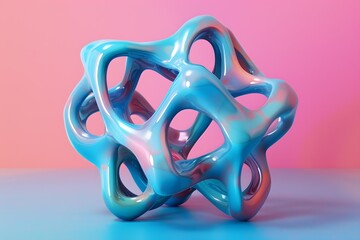 Abstract Blue and Pink 3D Shape