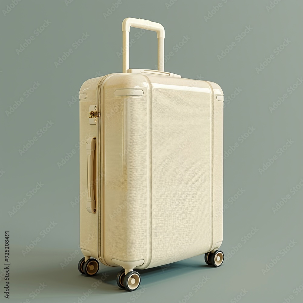 Aufkleber a minimalist 3d render of a travel suitcase icon, showcasing a compact and stylish design with smoot