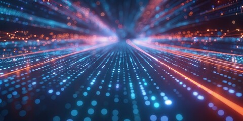 Obraz premium Futuristic Neon Tunnel with Vibrant Lights created by ai