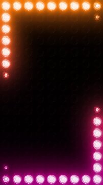 Vertical marquee light board sign retro on black background. Bright golden light bulbs for banner or sign board. Luxury frame for casino text or logo with copy space. Shiny border for glamour show