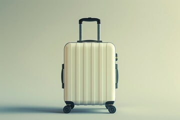 Obraz premium A minimalist 3D render of a travel suitcase icon, showcasing a compact and stylish design with smooth surfaces and no extraneous details. The simplicity emphasizes functionality