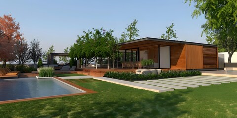 Modern Minimalist House with Swimming Pool and Deck Design