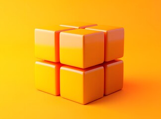 Obraz premium Orange Cubes Abstract Minimalist 3D Rendering Background