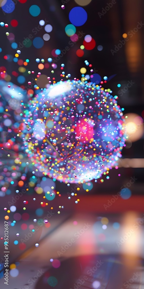 Poster abstract colorful sphere with bokeh background