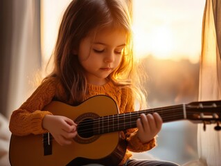 Fototapeta premium Music lessons, vibrant melodies, instrumental practice, artistic growth
