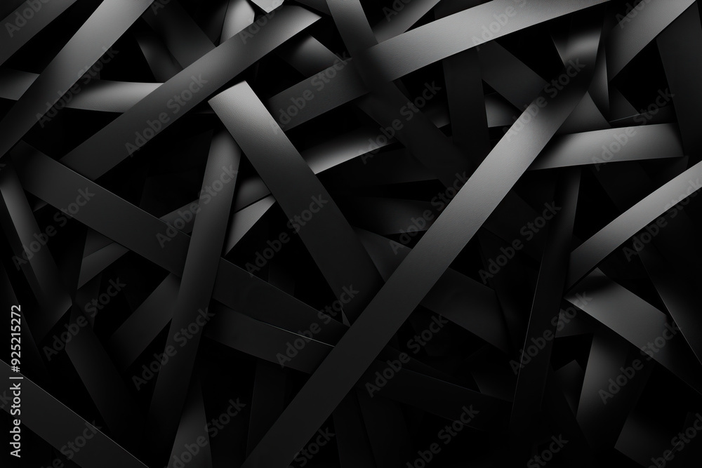 Wall mural black stripes 3d background