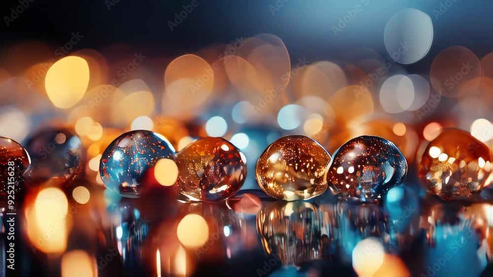Aufkleber abstract golden bokeh with flying dots circles energy particles and light rays background