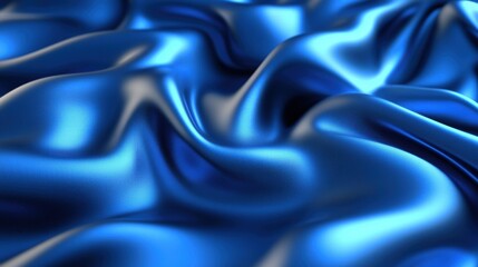 Fototapeta premium Luxurious blue satin fabric with elegant waves