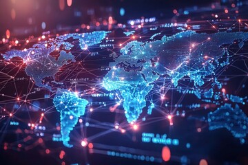 Obraz premium Global Digital Business Network Connection Illustration created with Generative AI