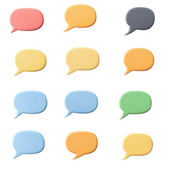 Grid layout of pastel-colored speech bubbles in various shades, perfect for communication, dialogue, and creative design projects.
