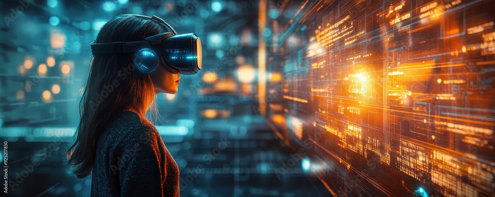 Poster a hyper-realistic ai-powered virtual reality environment with interactive elements responding to use