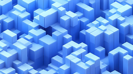 A 3D abstract representation of blue cubes creating a geometric landscape.