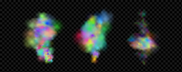 Background of an explosion of colorful smoke clouds.Multicolor fog with blue and yellow particles.Explosions of color powder.