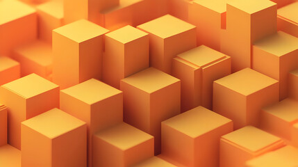 Obraz premium A 3D abstract representation of orange geometric blocks in varying heights.