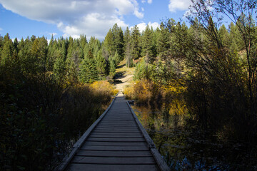 Wooden bridge to cross the five lakes of Canada.