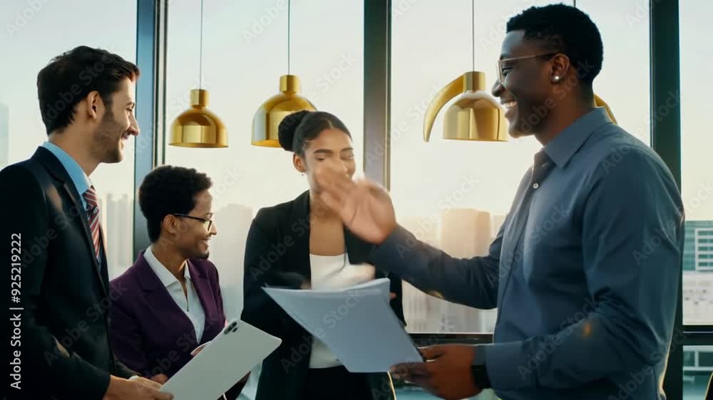 Aufkleber diverse employees collaborating in a modern office setting generative ai