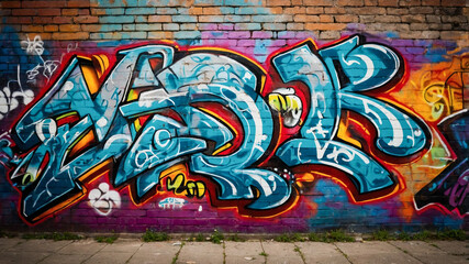 Vibrant City Graffiti on Brick Wall 