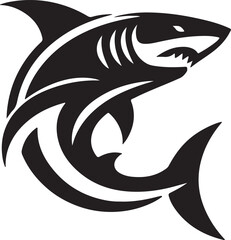Shark icon silhouette vector art illustration