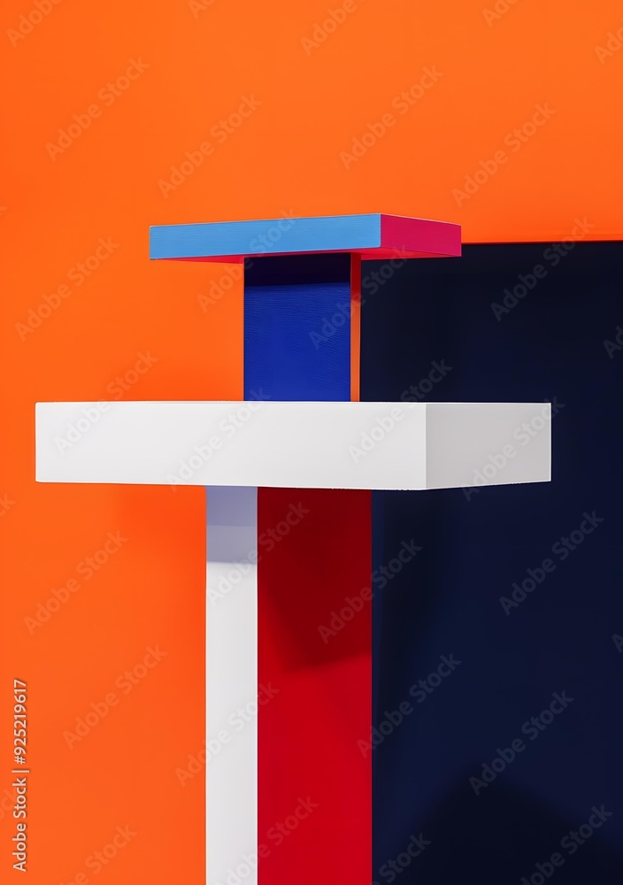 Poster abstract minimalist geometric shapes design with colorful background