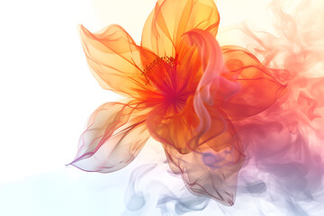 Fototapeta premium Gradient flower in pastel colors, liquid shimmering petals. Abstract floral background