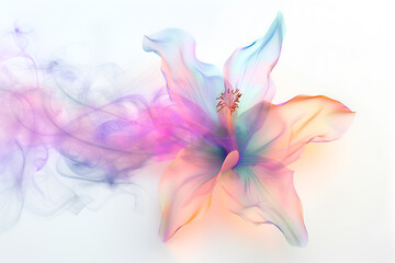 Fototapeta premium Gradient flower in pastel colors, liquid shimmering petals. Abstract floral background