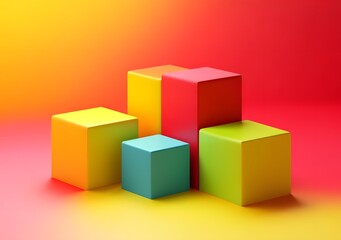 Obraz premium Abstract Colorful Cubes On Gradient Background