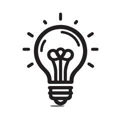 Lightbulb with idea innovation line art vector icon illustration