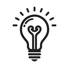 Lightbulb with idea innovation line art vector icon illustration