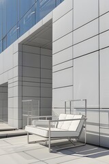 White Lounger on Modern Building Rooftop