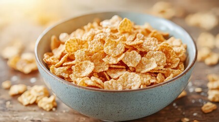 popular breakfast cereal featuring crispy flakes or puffs, often enjoyed with milk and fortified with vitamins and minerals for a nutritious start to the day