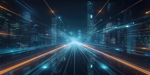 Futuristic Neon Tunnel with Vibrant Lights created by ai