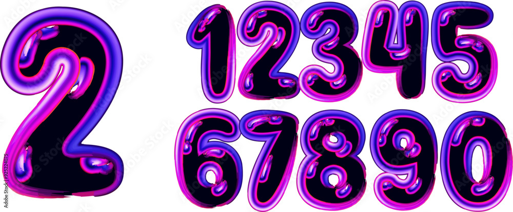 Fototapete vector set of number, gradient color numbers