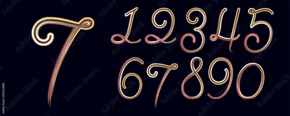 Fototapete vector set of number, gradient color numbers