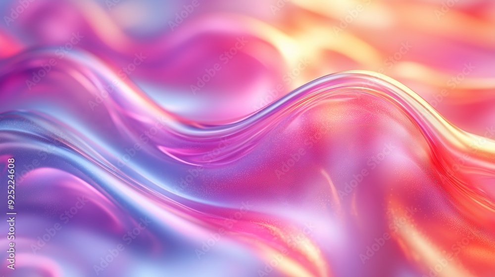 Poster colorful abstract waves creating a dynamic flow with soft gradients in vibrant hues at sunset