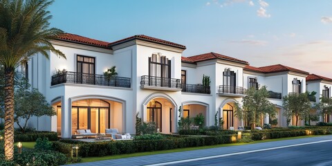 Obraz premium Modern Luxury Villa Architecture with Mediterranean Design