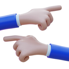 3D Cartoon Hands Pointing in Opposite Directions: Playful and Expressive Design