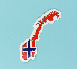 Norway Map with Flag Colors on Light Blue Background
