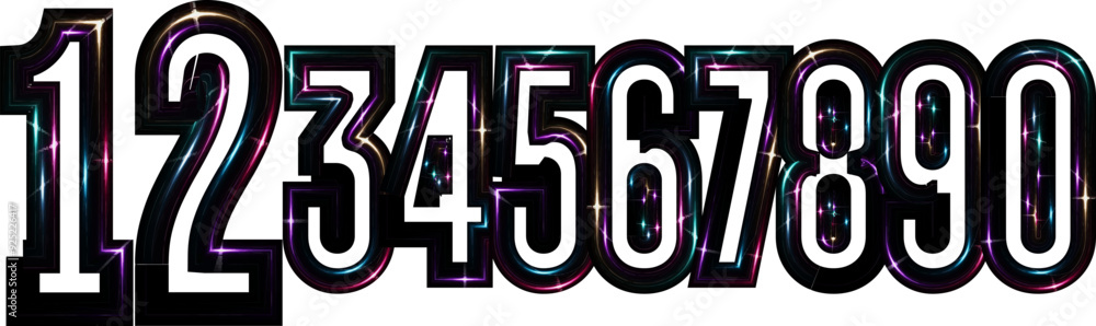 Fototapete vector set of number, gradient color numbers