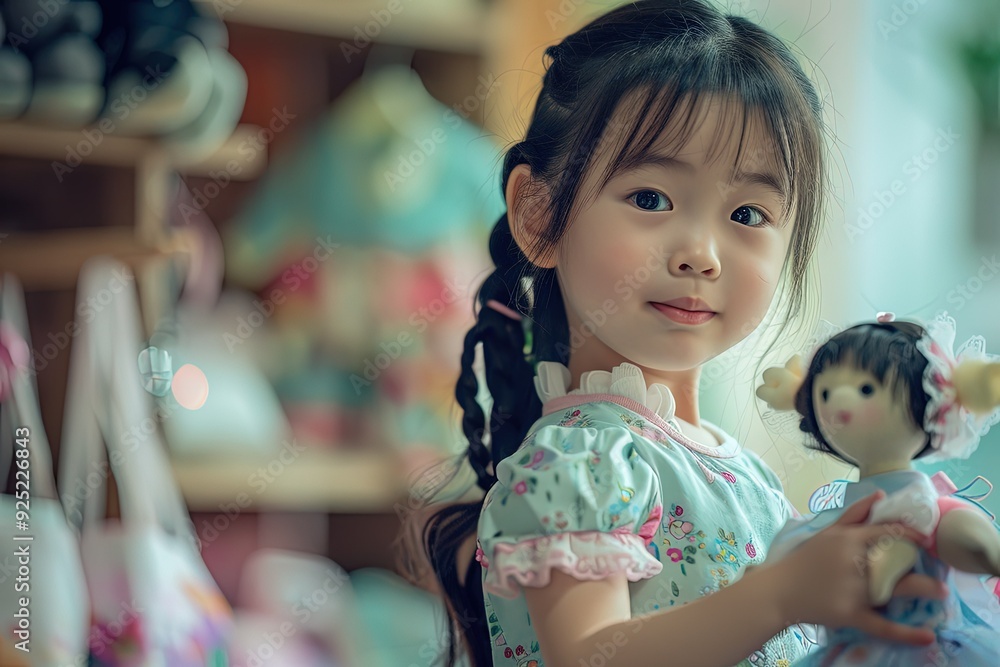 Canvas Prints a little girl holding a doll in her hands