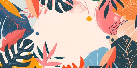 Tropical Leaves Abstract Background Illustration
