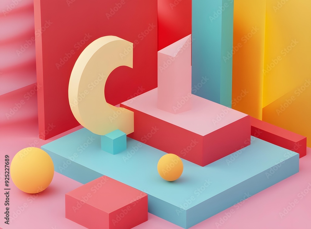 Poster abstract geometric shapes with colorful background