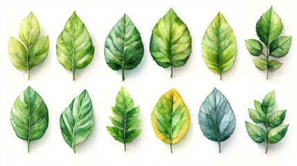 Watercolor leaves collection - generative ai