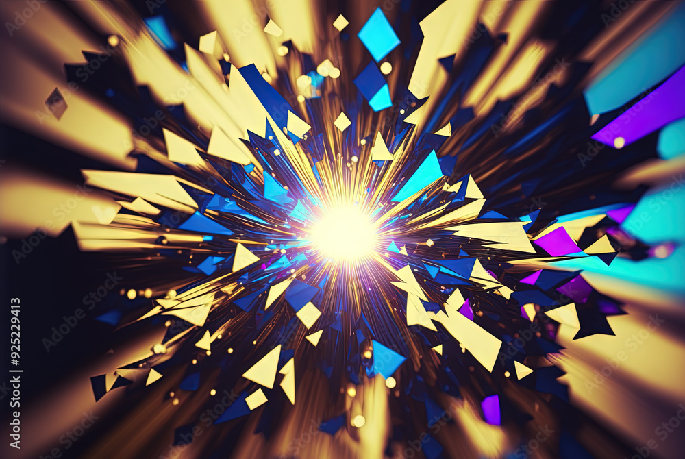 Poster Abstract background with colorful fractals. Surreal composition with fluid waves of liquid metal.