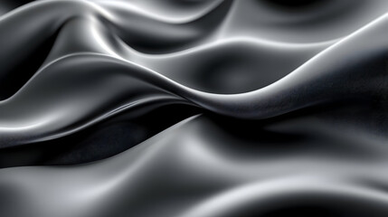 Obraz premium A close-up of smooth, flowing black fabric creating elegant waves and textures.