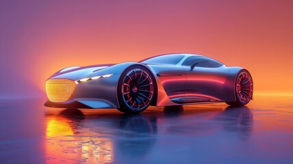 A high-quality cartoon car icon showcasing a joyful design with smooth curves. The cheerful colors and playful style create an inviting and fun representation of a car.