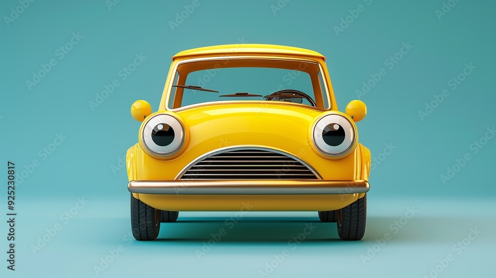Aufkleber a high-quality cartoon car icon showcasing a joyful design with smooth curves. the cheerful colors a