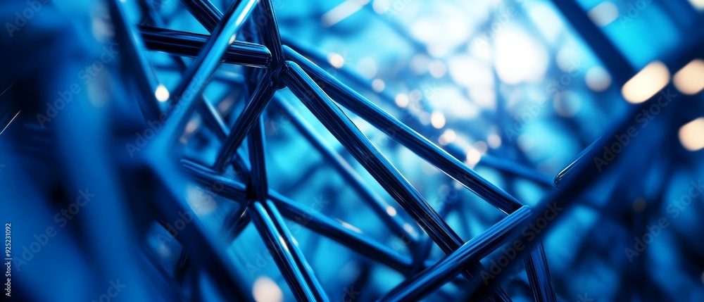 Aufkleber an abstract close-up of intricate blue structures, showcasing a blend of geometric forms and light r