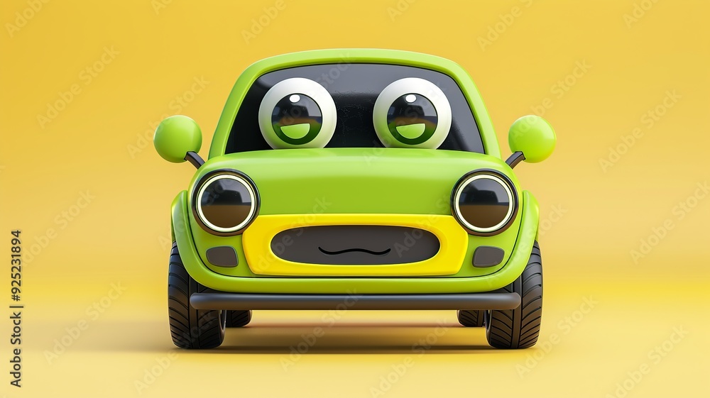 Aufkleber a high-quality cartoon car icon showcasing a joyful design with smooth curves. the cheerful colors a