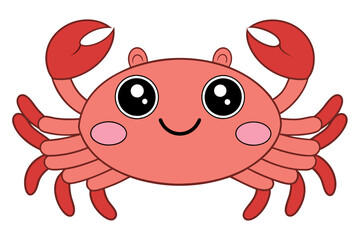 Crab Vector Illustration | Linocut, Kawaii, Cartoon, Clipart & Line Art Design