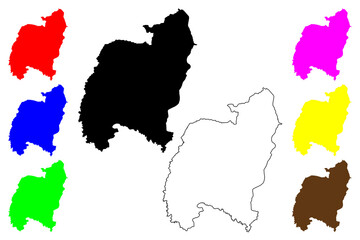 Amnat Charoen Province (Kingdom of Thailand, Siam, Provinces of Thailand) map vector illustration, scribble sketch Amnat Charoen map